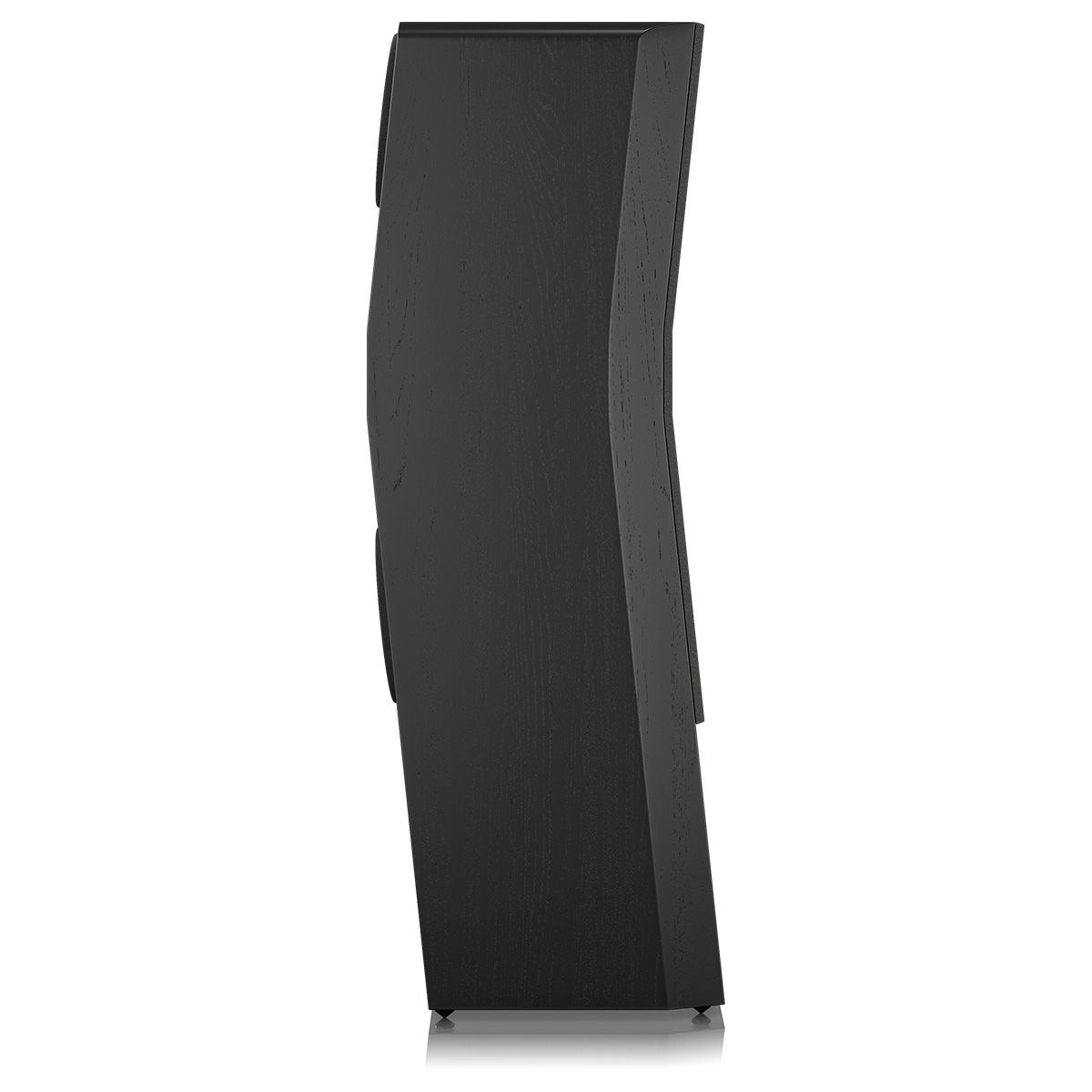 SVS Ultra Evolution Pinnacle Floorstanding Loudspeaker - single black oak with grille - angled rear view without components