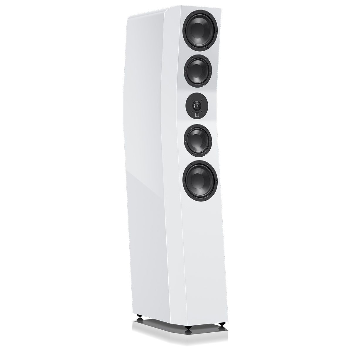 SVS Ultra Evolution Tower Floorstanding Loudspeaker - single white gloss without grille - angled front view