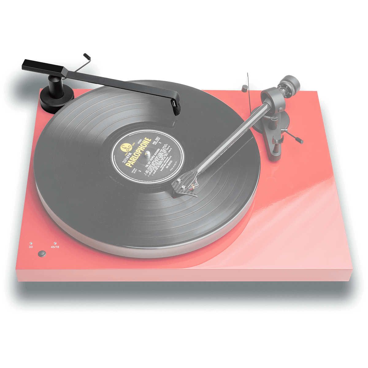 Pro-Ject Sweep It S2 Record Brush, Black, set up on a Pro-Ject Debut turntable