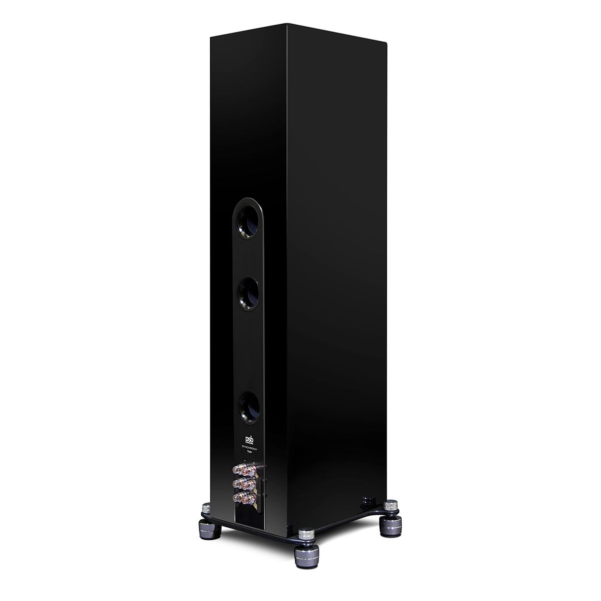 PSB Synchrony T600 Premium Tower Speaker - Black - single angled rear view