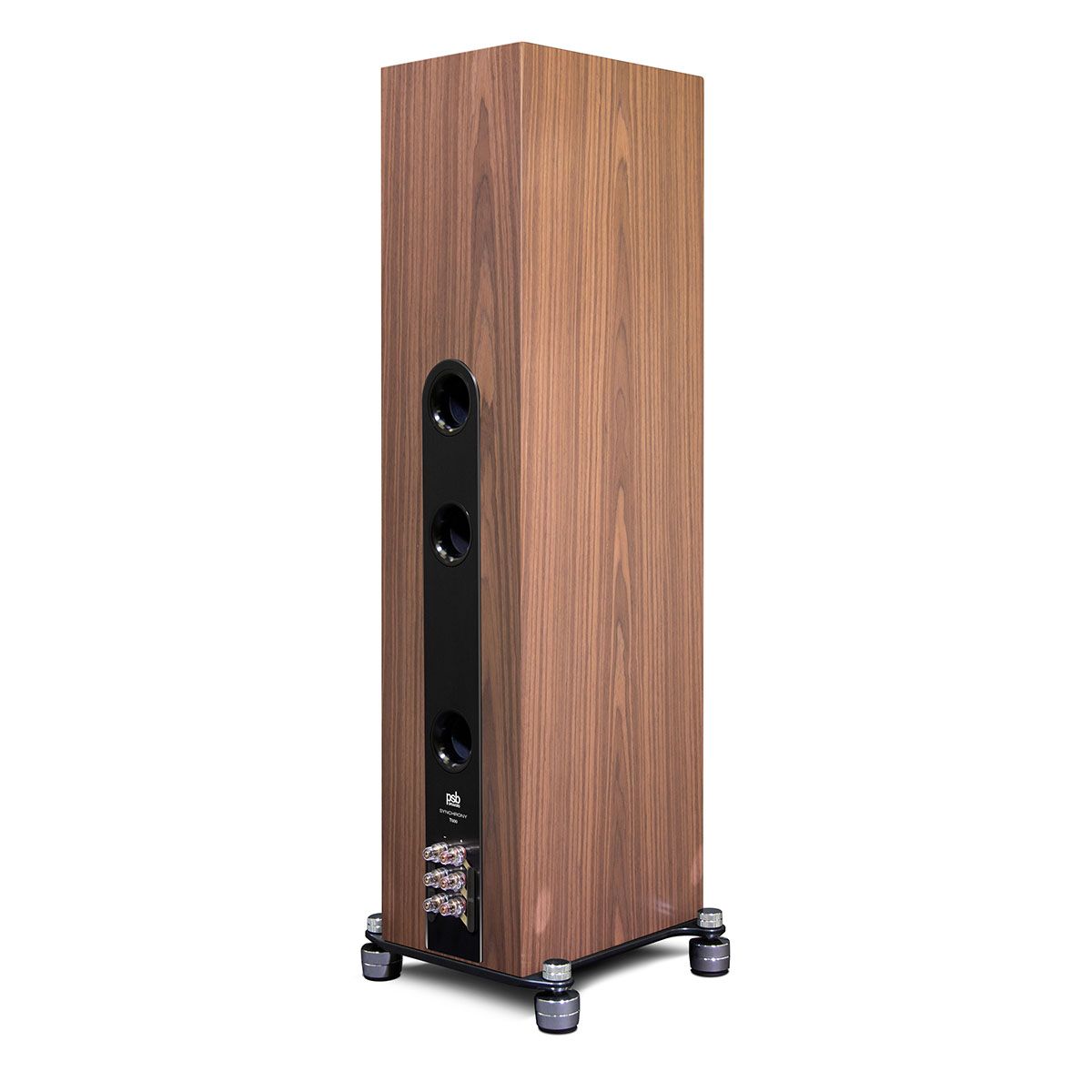 PSB Synchrony T600 Premium Tower Speaker - Walnut - single angled rear view