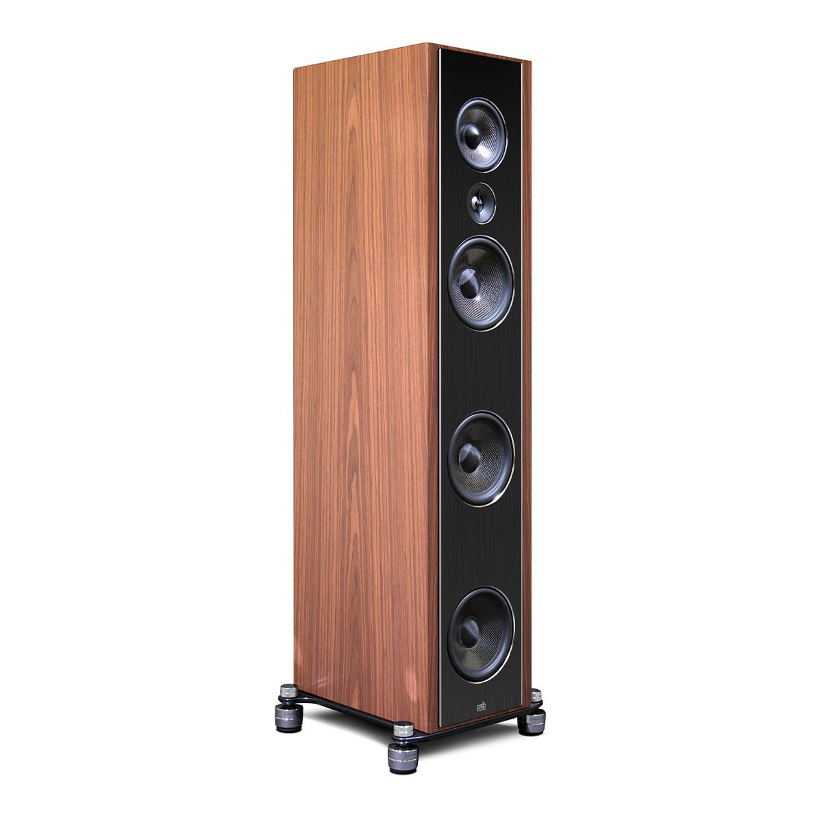 PSB Synchrony T800 Premium Tower Speaker - single walnut - angled front view