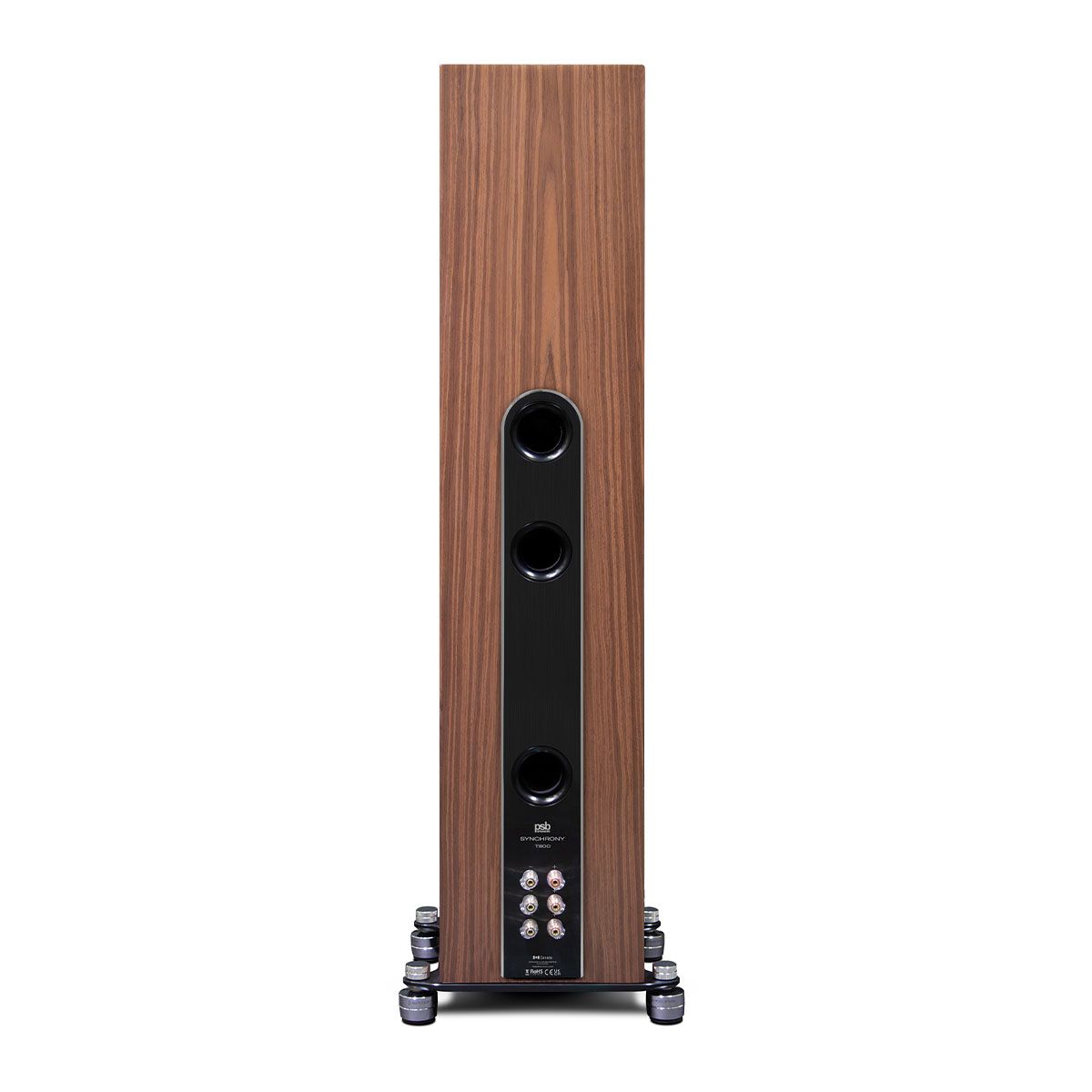 PSB Synchrony T800 Premium Tower Speaker - single walnut - rear view