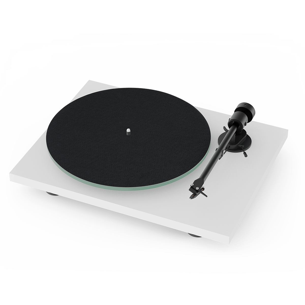 Pro-Ject T1 Phono BT Turntable, Gloss White, front angle with felt mat