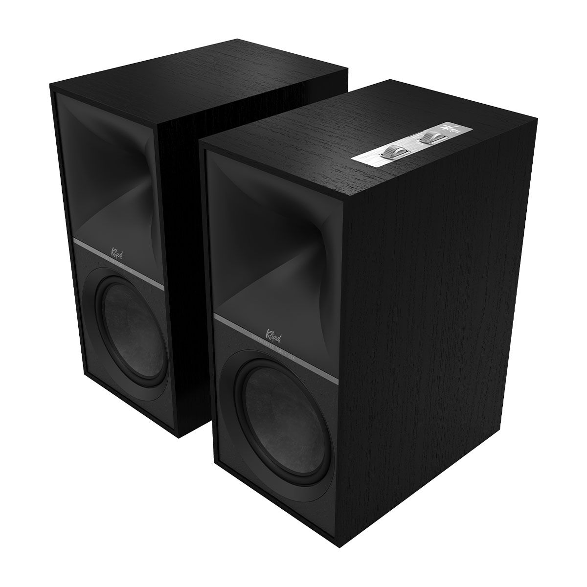 Klipsch The Nines Powered Speakers - Pair - black angled front view without grille
