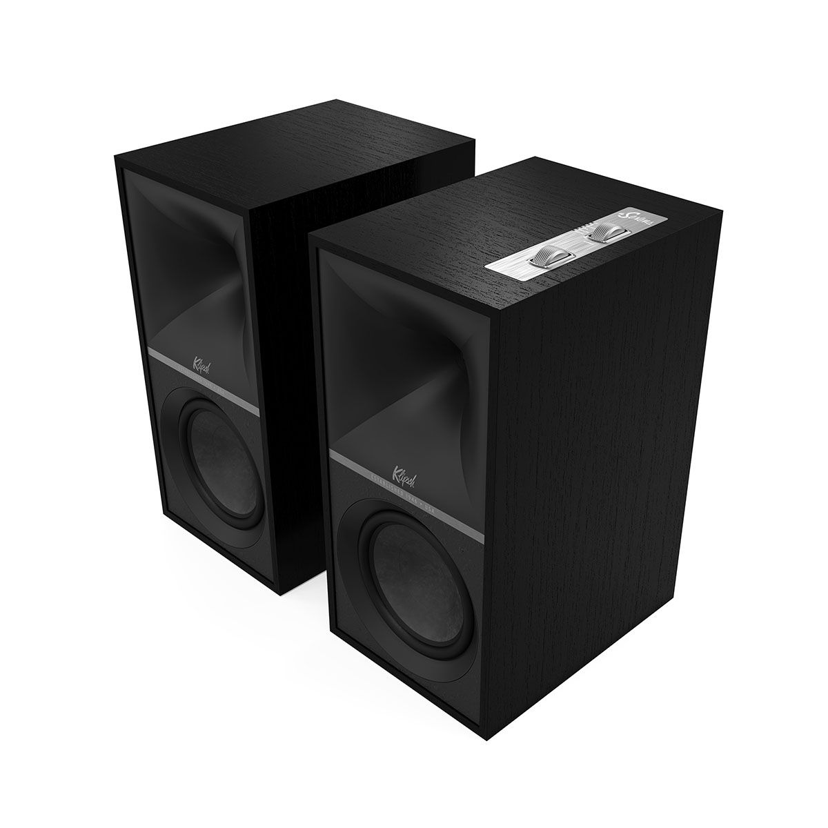 Klipsch The Sevens Powered Speakers - Pair - black angled front view without grille