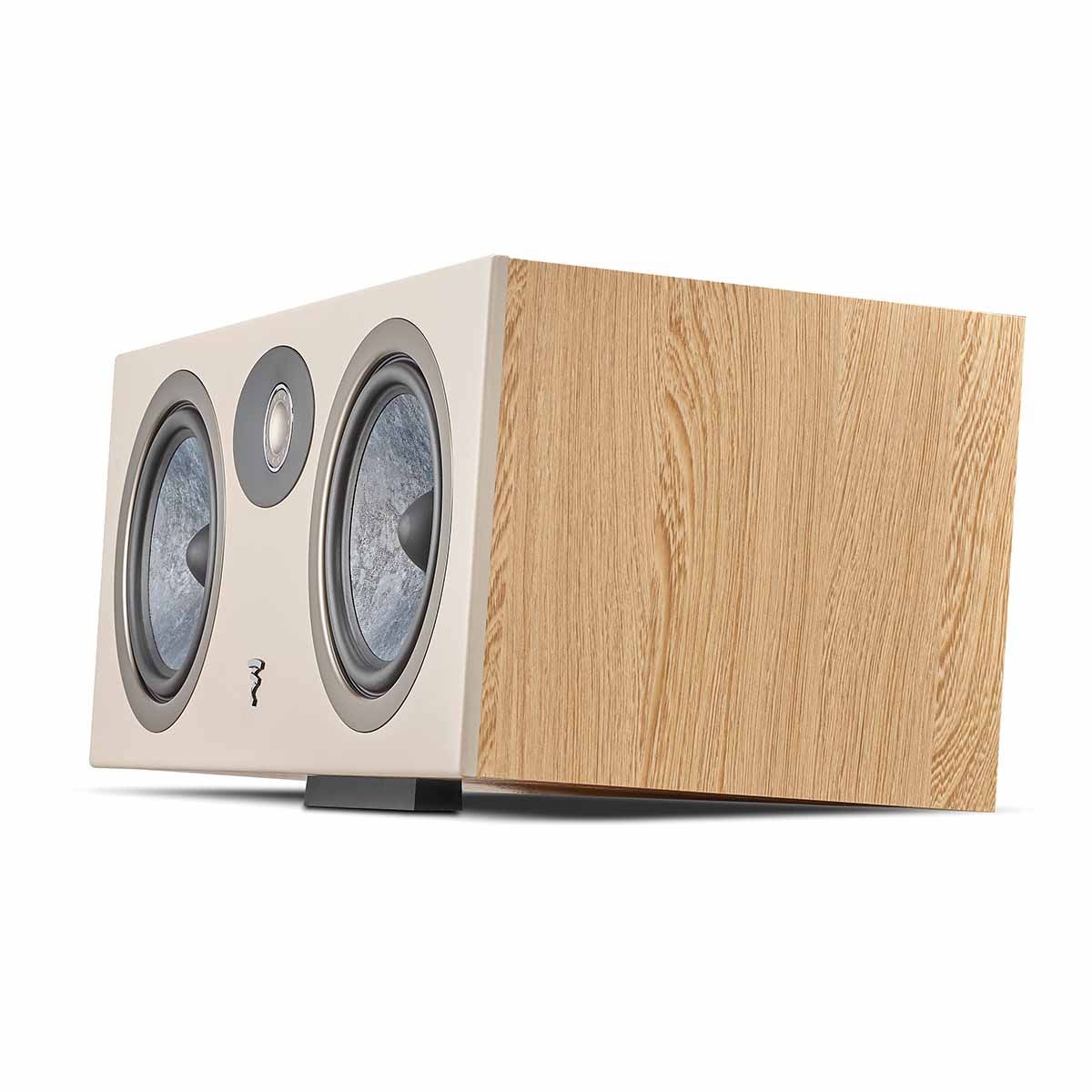 Focal Theva Center Channel Speaker - Light Wood - Each - side view with spacer installed