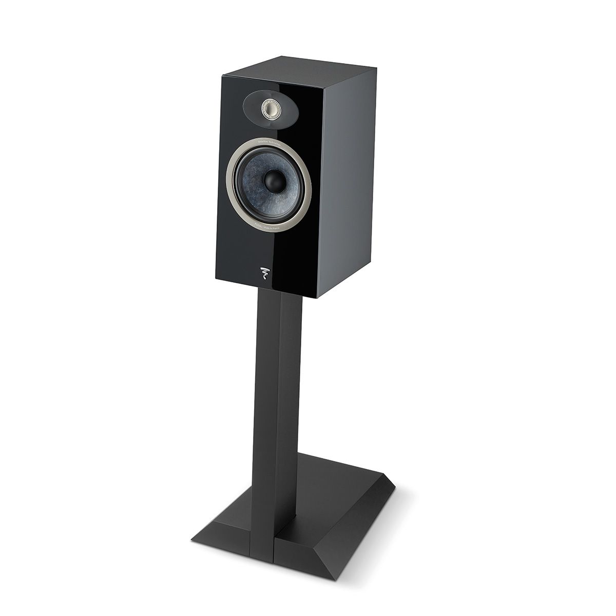 Focal Theva No1 Bookshelf Speakers - Pair - angled right front view on stand without grille