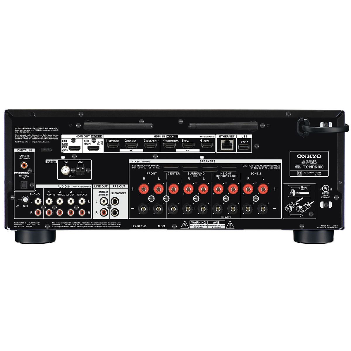 Onkyo TX-NR6100 rear panel inputs