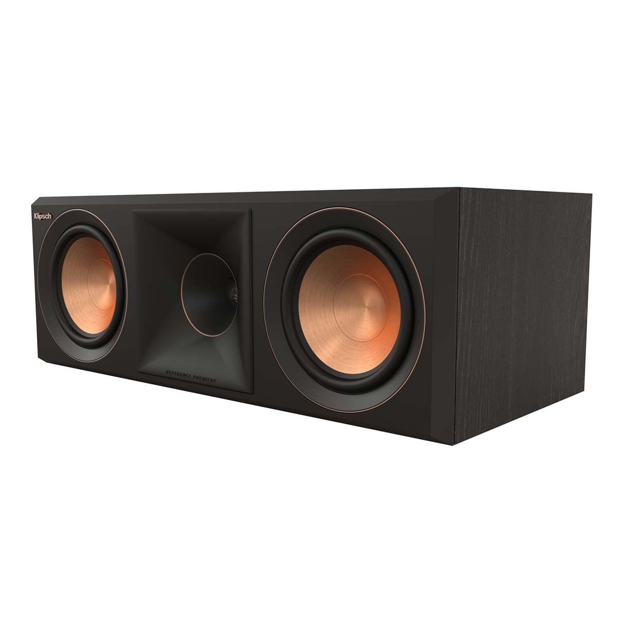 Klipsch RP-500C II Center Channel Speaker - Ebony - angled front right view without grill