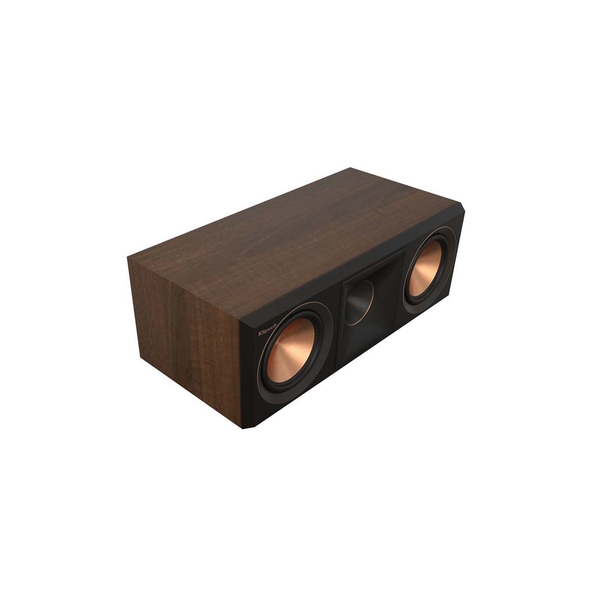 Klipsch RP-500C II Center Channel Speaker - Walnut - angled front view without grill