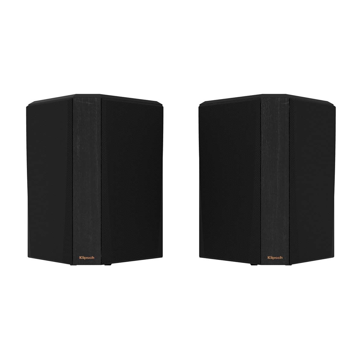 Klipsch RP-502S II Surround Speakers - Ebony - front view of pair with grills