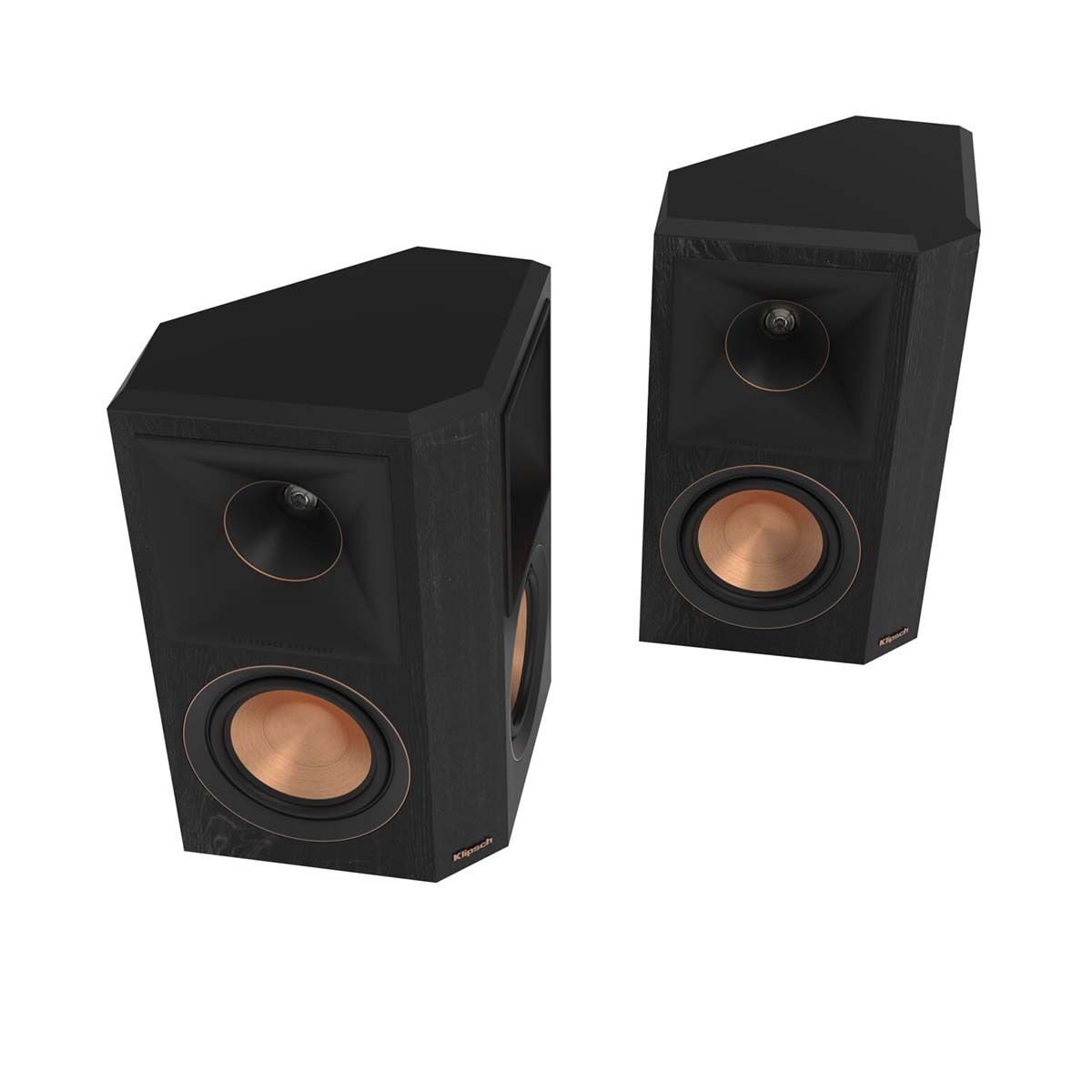 Klipsch RP-502S II Surround Speakers - Ebony - angled view of pair without grill