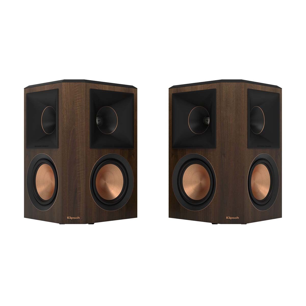 Klipsch RP-502S II Surround Speakers - Walnut - front view of pair without grills