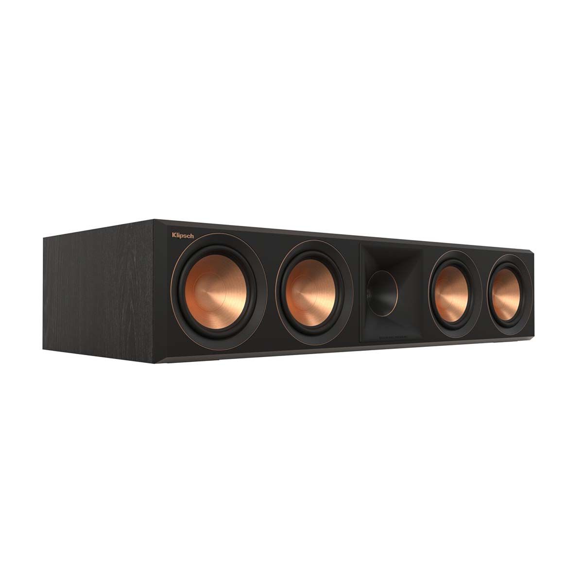 Klipsch RP-504C II Center Channel Speaker - Ebony - angled front view without grill