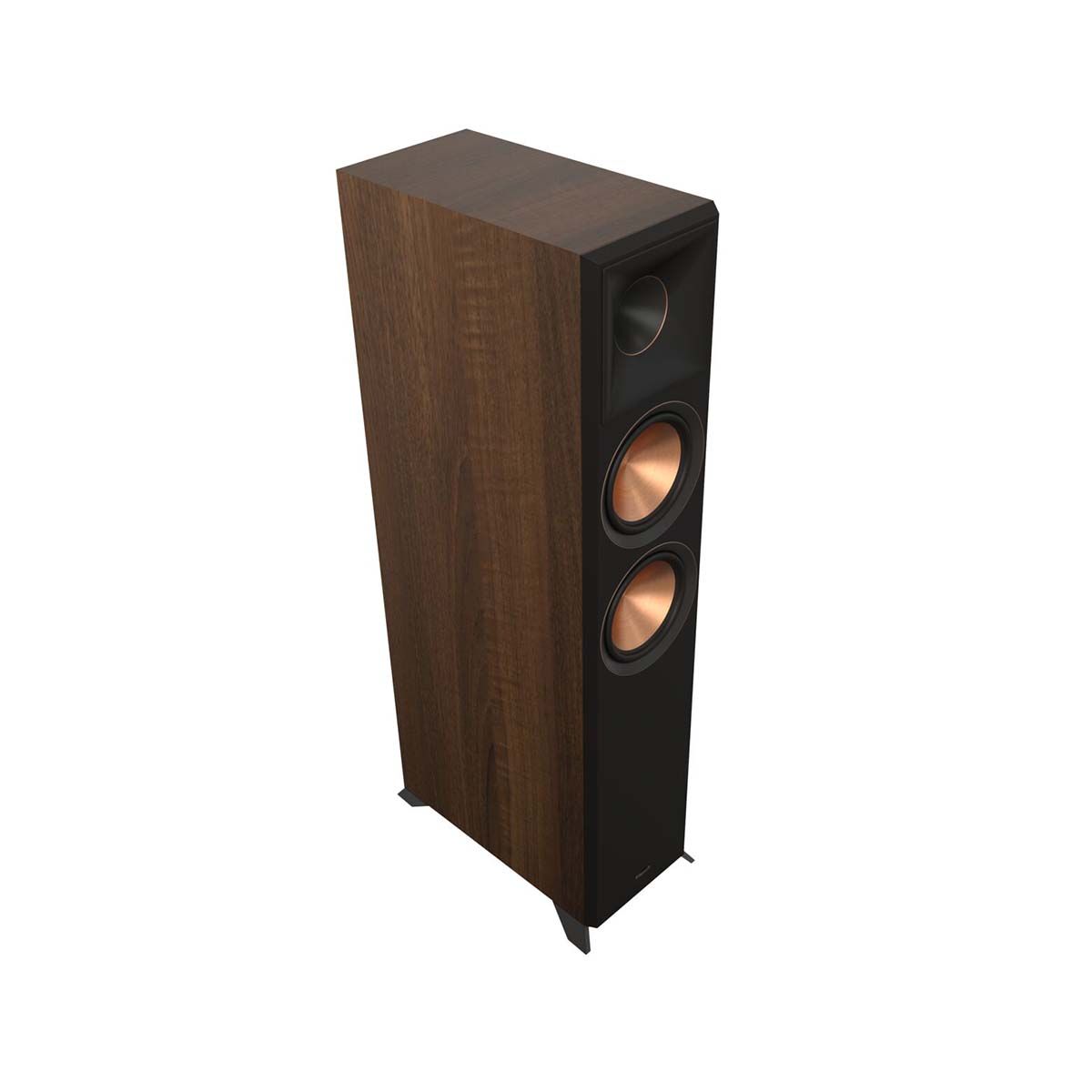 Klipsch RP-6000F II Floorstanding Speaker - Walnut - angled front view without grill