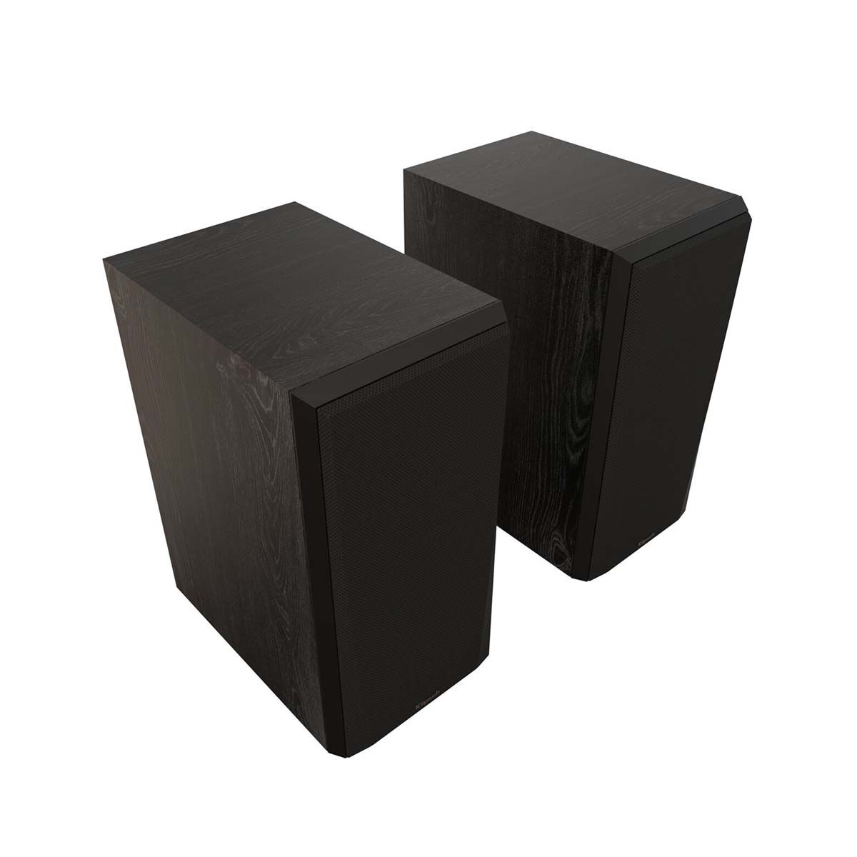 Klipsch RP-600M II Bookshelf Speakers - Ebony - Pair - angled front view of pair with grills