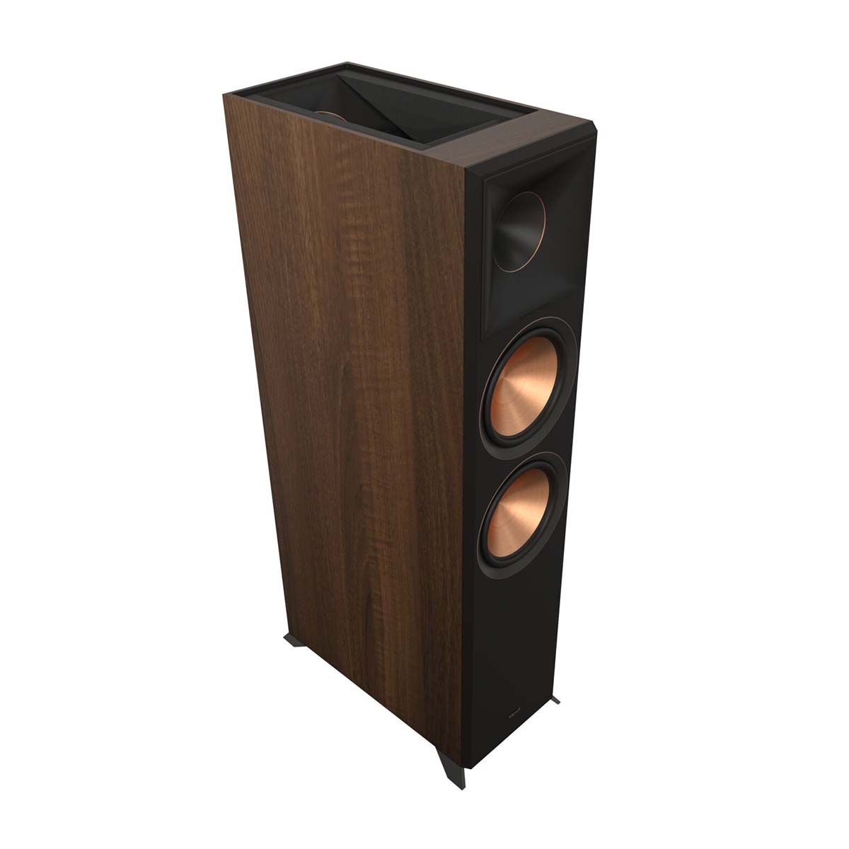 Klipsch RP-8060FA II Dolby Atmos Floorstanding Speaker - Walnut - angled front view without grill