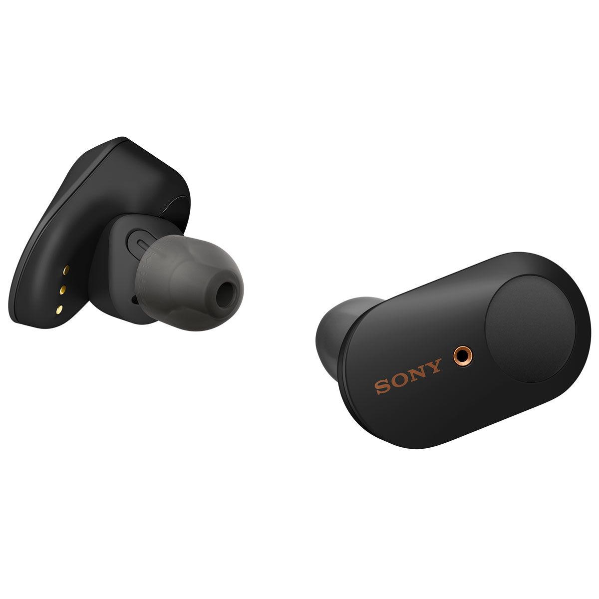 Sony WF-1000XM3 Noise Cancelling Truly Wireless In-Ear Headphones - Black - Front angled view