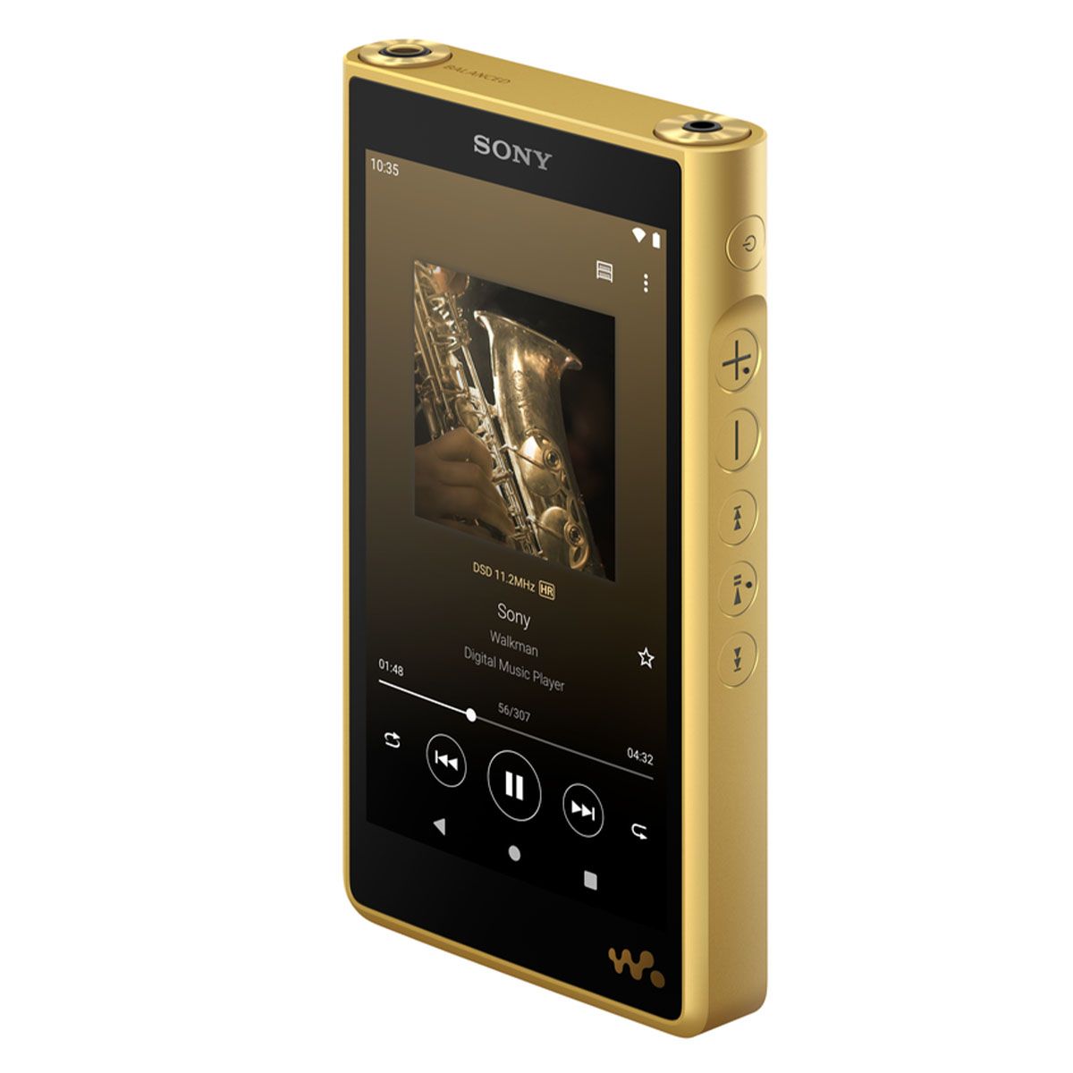Sony Walkman WM1ZM2 - Signature Series Digital Player - Android 11 - angled front view with album art