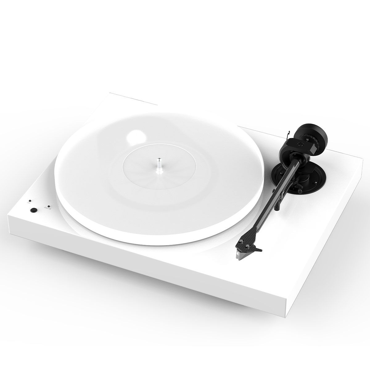 Pro-Ject X1B True Balanced Turntable - angled front view of gloss white
