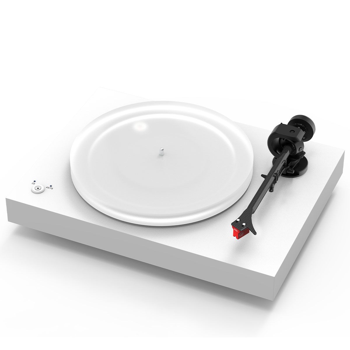 Pro-Ject X2B True Balanced Turntable - angled front view of satin white