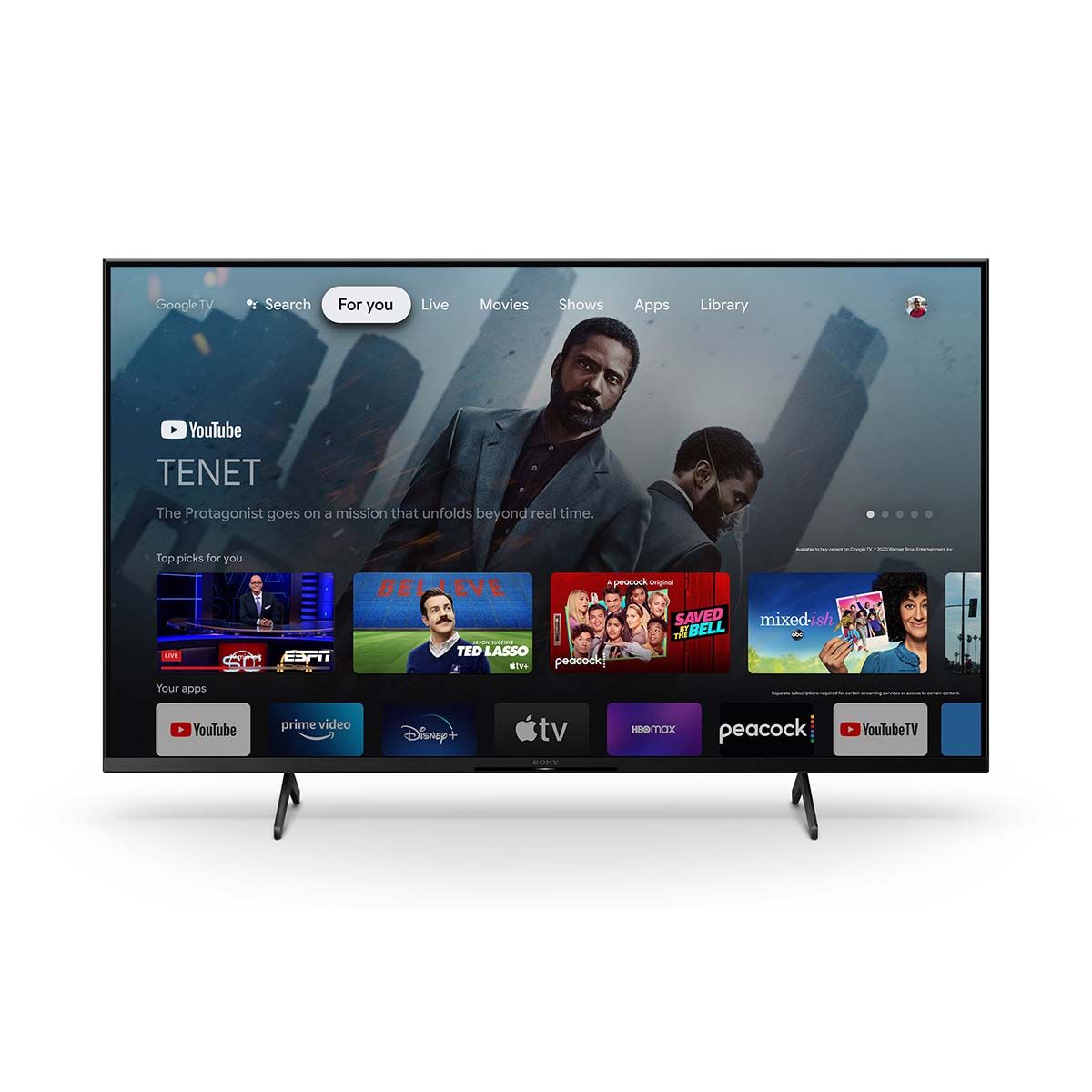 Sony X85K 4K HDR LED TV with Google TV (2022) front view with user interface