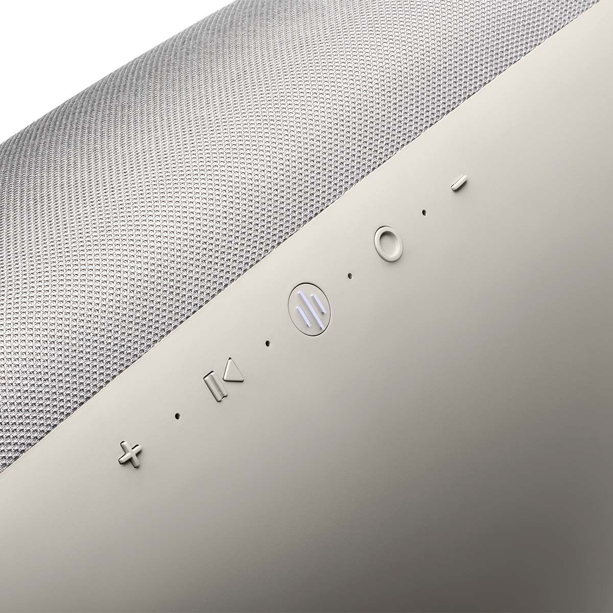 Bowers & Wilkins Zeppelin Wireless Speaker System, Pearl Gray, detailed view of control panel