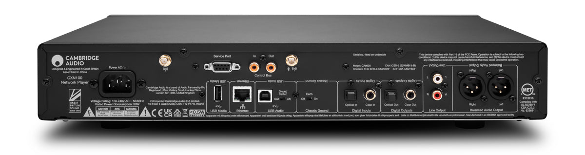 Rear panel of Cambridge CXN100 Network Player