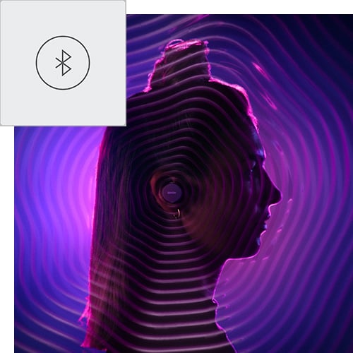 Photo of a girl with bluetooth icon