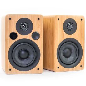 Peachtree M24 Powered Speakers, Bamboo, front angle