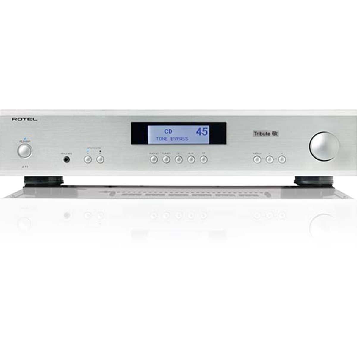 Front view Rotel A11 Tribute 50 Watt Stereo Integrated Amplifier - Silver 