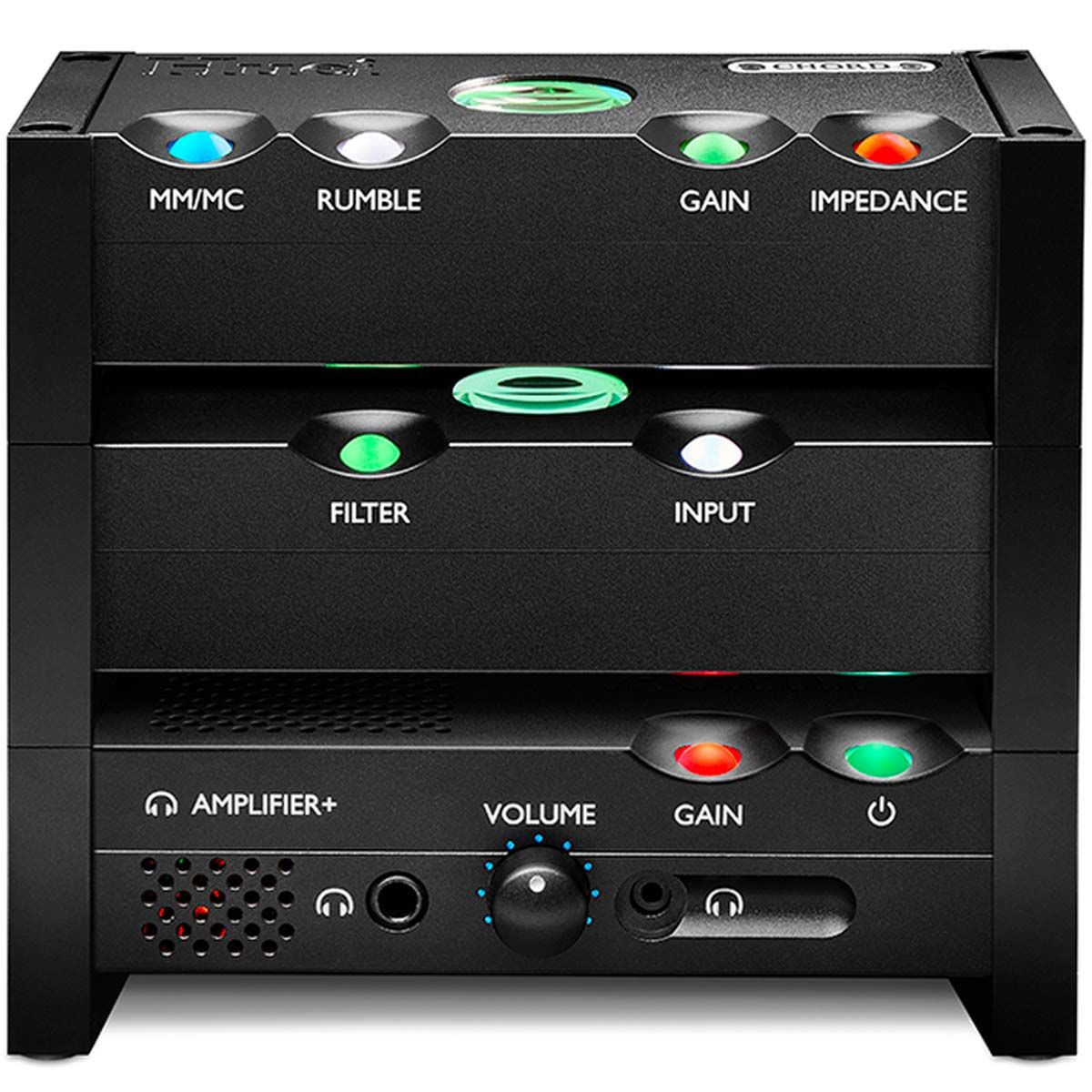 Chord Anni Desktop Integrated Amplifier - front view of Qutest stack