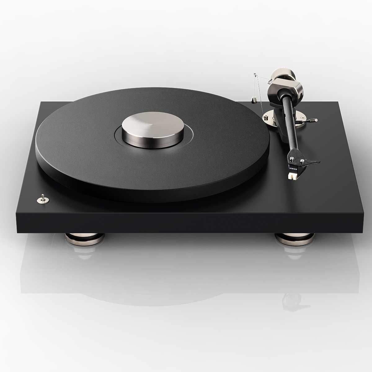 Pro-Ject Debut PRO Turntable, Satin Black, front top view with record puck