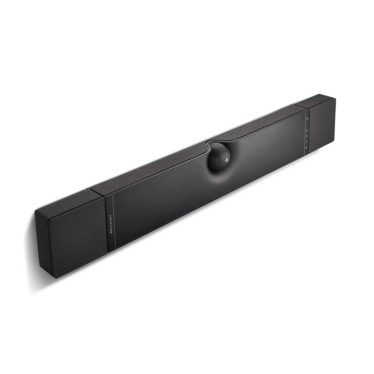 Devialet Dione Dolby Atmos Soundbar, angled view in vertical configuration