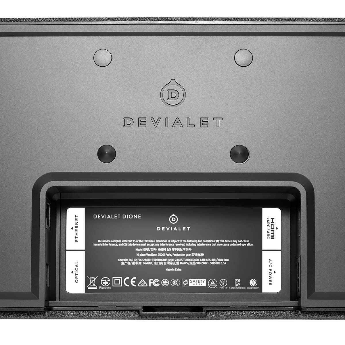 Devialet Dione Dolby Atmos Soundbar, bottom view