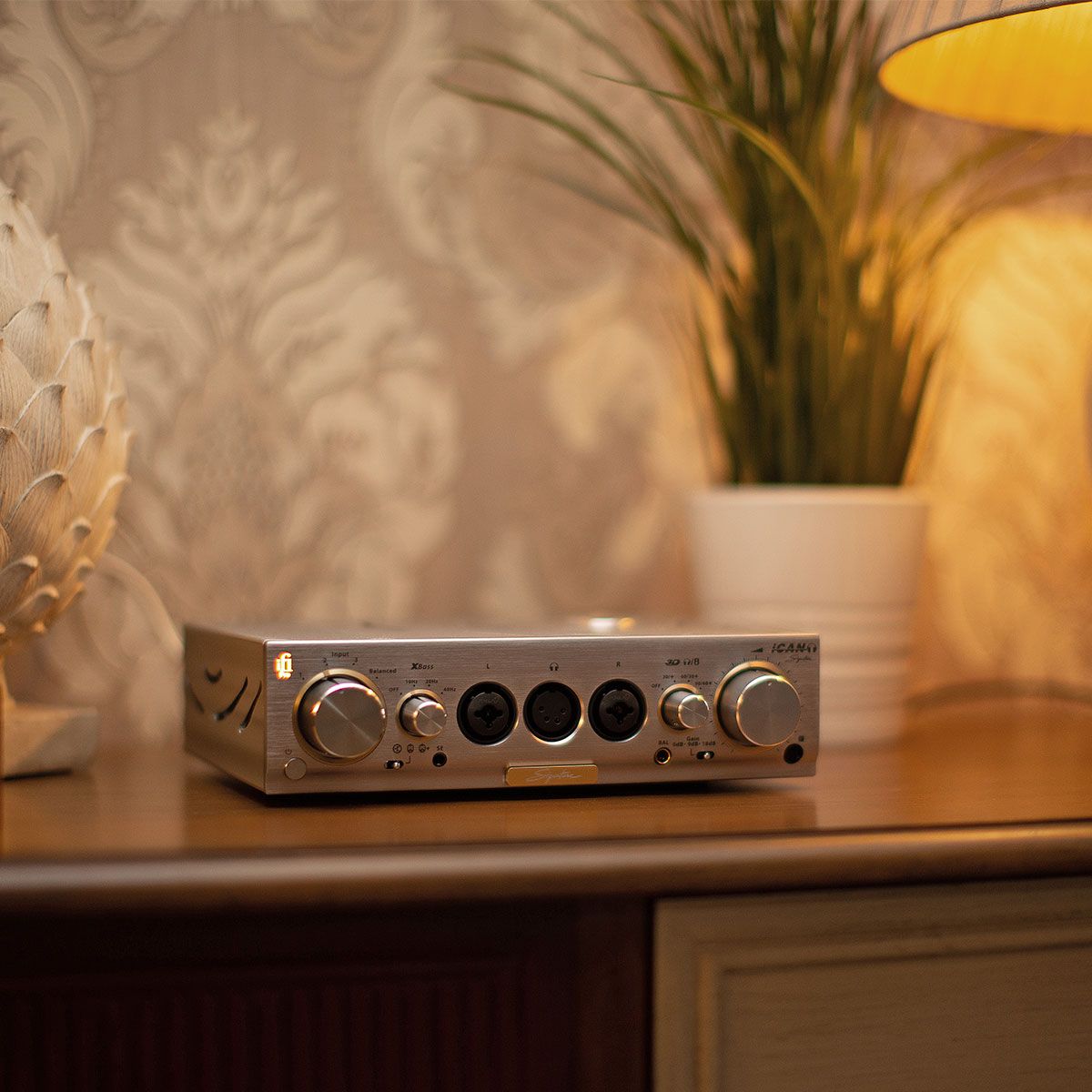 iFi iCAN Pro Signature Amplifier on table