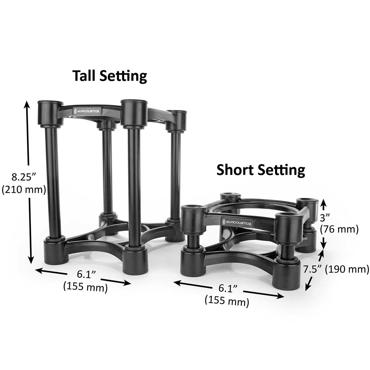 IsoAcoustics ISO 155 Isolation Stands Dimensions
