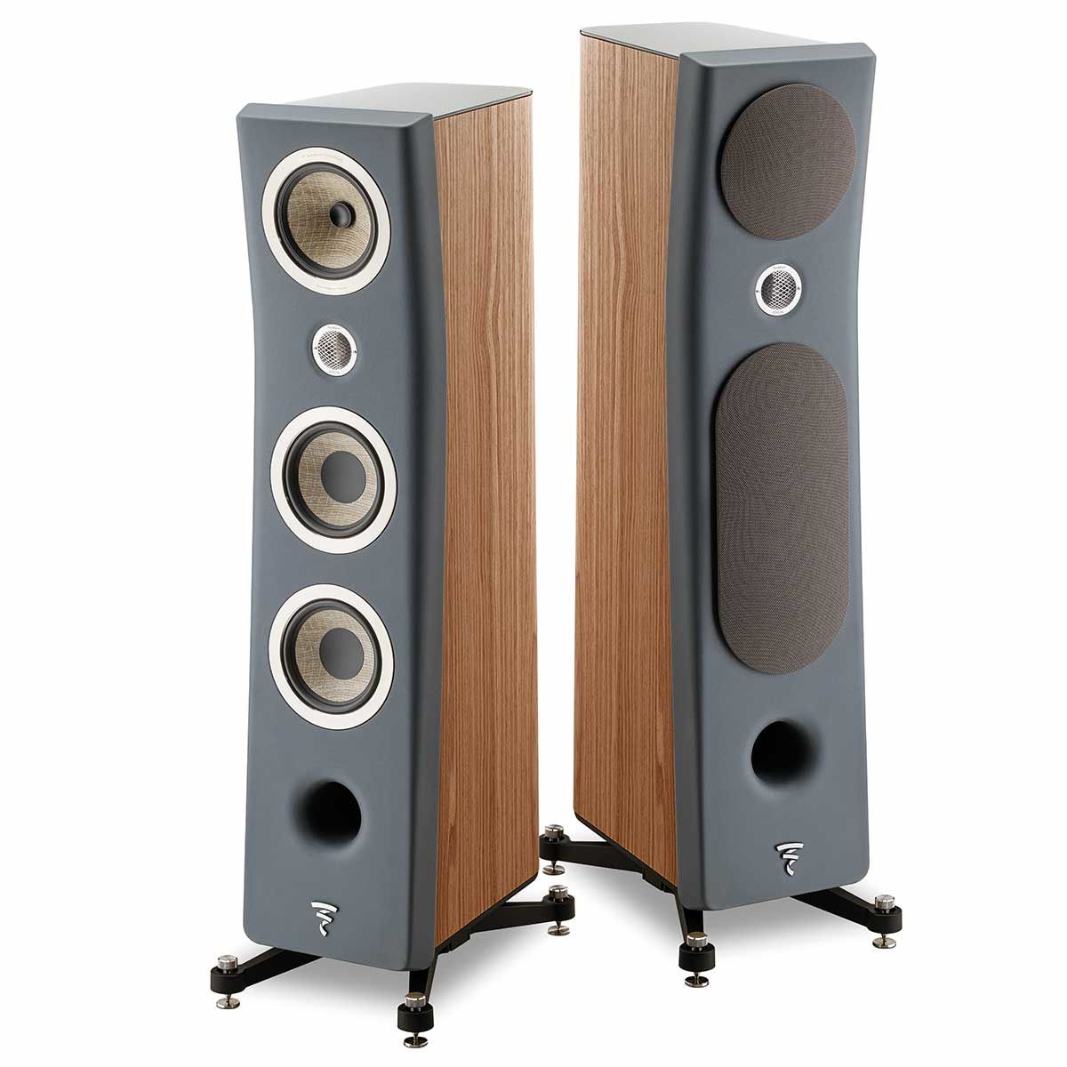 Focal Kanta No 2 Floorstanding Speakers, Walnut/Dark Grey, set of two