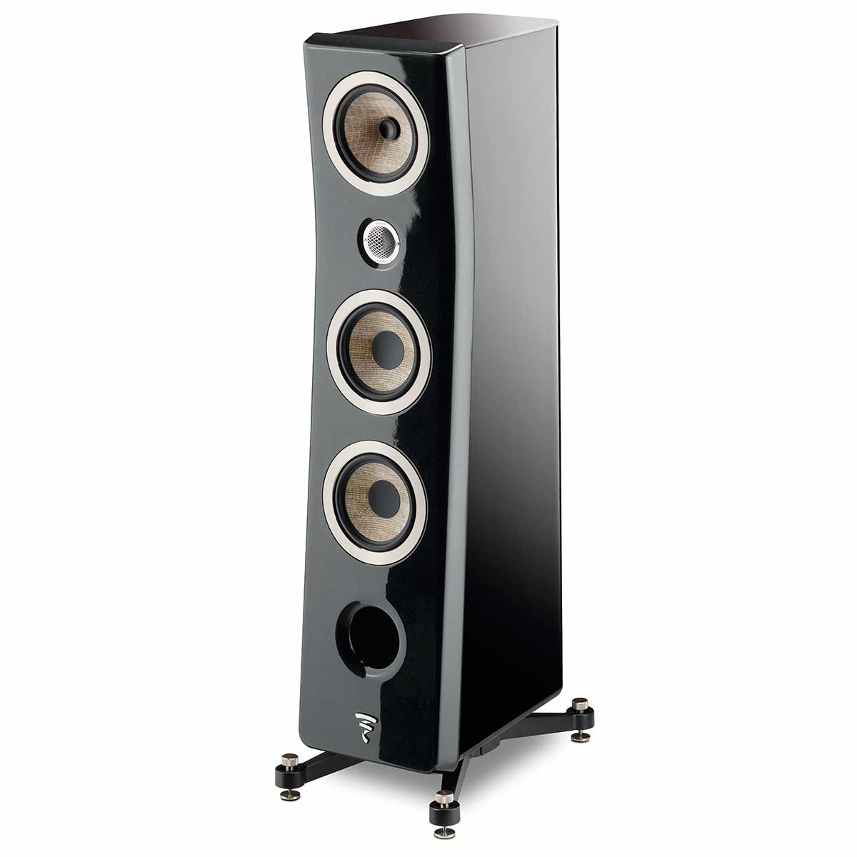 Focal Kanta No 2 Floorstanding Speakers, Gloss Black, front angle without grille
