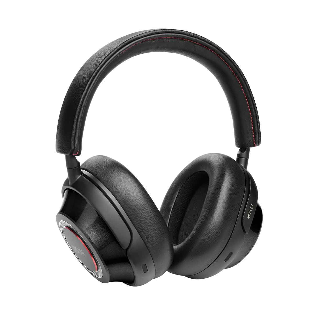 Close-up angle of the Mark Levinson № 5909 Premium Hi-Res Wireless ANC Over-Ear Headphones in Pearl Black finish.