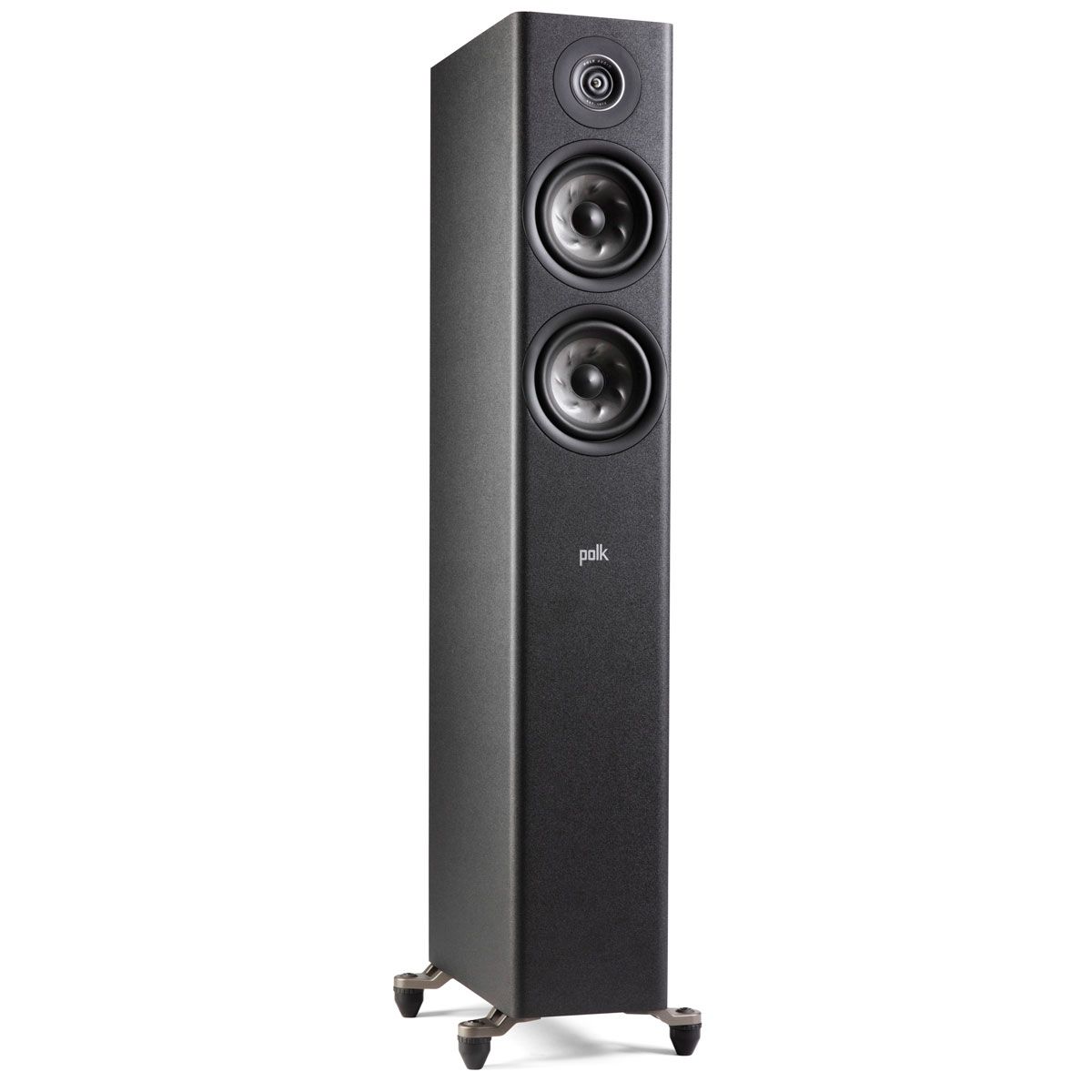 Polk Audio Reference R500 Floorstanding Speaker, Black, front right angle