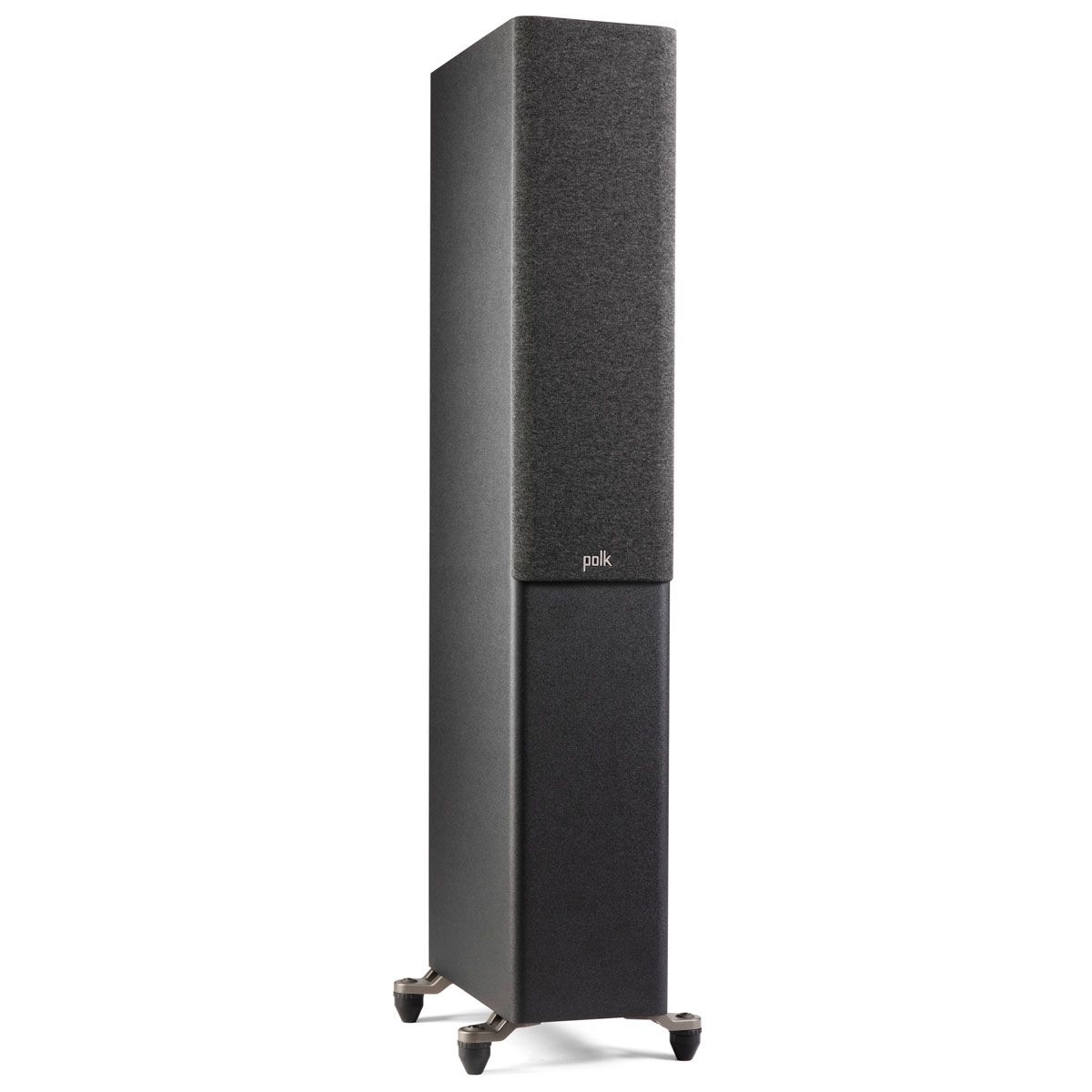 Polk Audio Reference R500 Floorstanding Speaker, Black, front right angle with grille