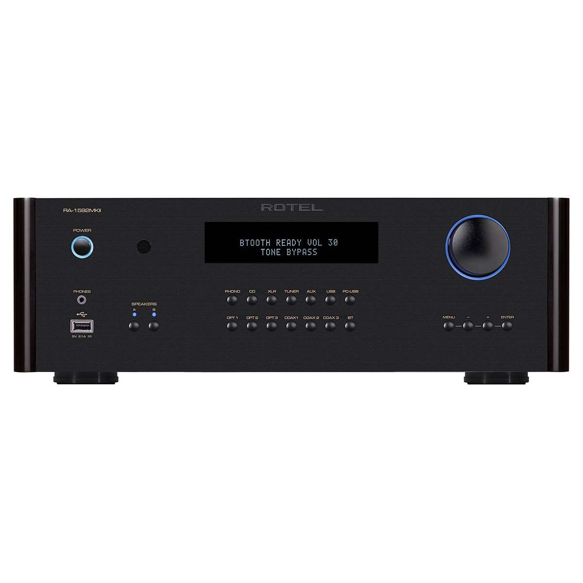 Rotel RA-1592MKII Integrated Amplifier, Black, front view