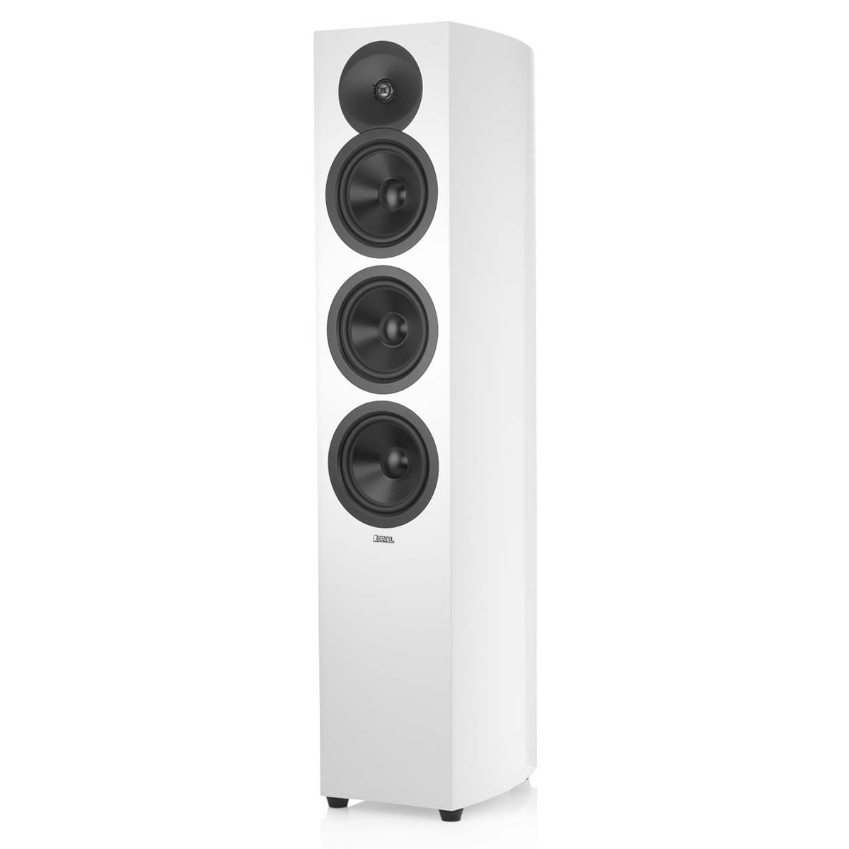 Revel F36 Floorstanding Speaker, White, front angle without grille