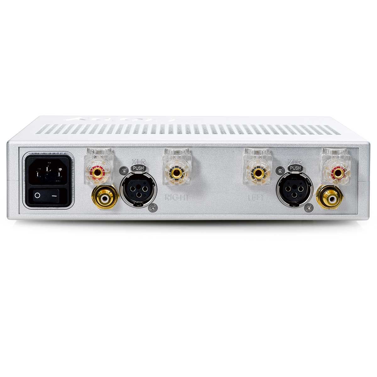 Back view Chord Electronics TToby 100W Stereo Power Amplifier - Silver