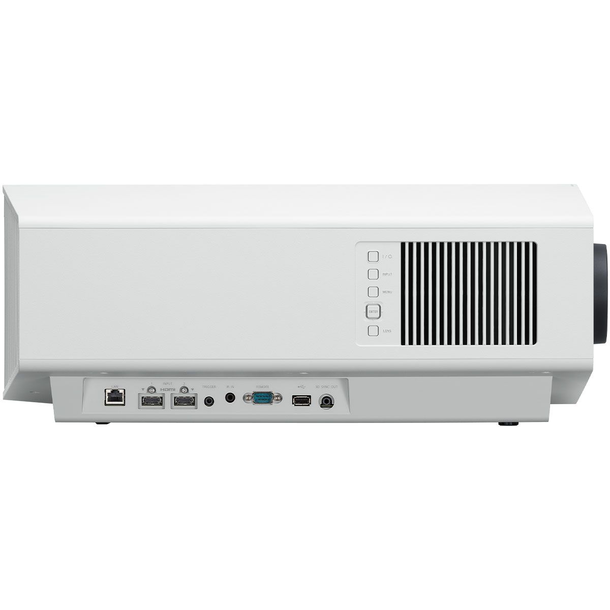 Sony VPL-XW6000ES Native 4K SXRD Laser Projector - side view with inputs - white