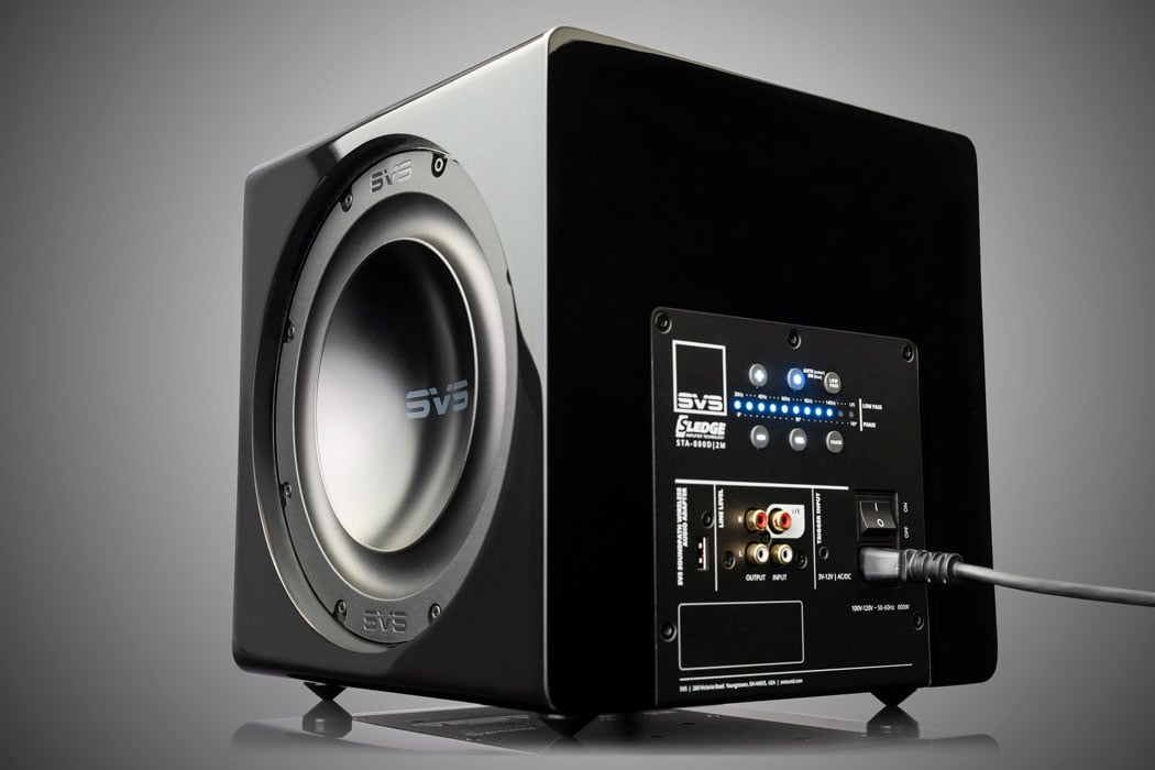 SVS 3000 Micro Subwoofer, detailed view of driver and amp