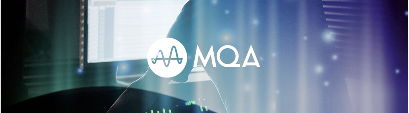 Graphic image of MQA certification showing a male audio engineer in front of a mixing console.