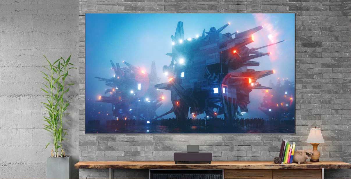 Epson LS500 Short Throw Projector in Living Room for gaming